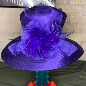 Purple Flower Feather Hat